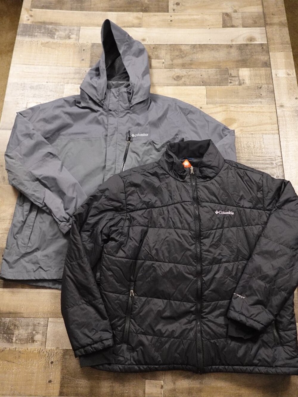 Columbia Interchange Jacket Men's XXL Gray Black 3-in-1 Omni-Heat Hooded Coat